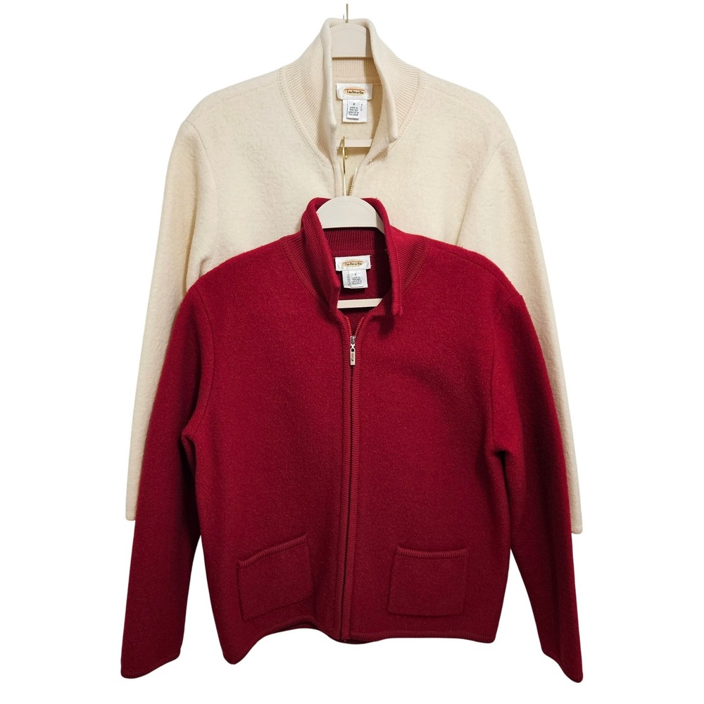Talbots 100% Wool Jackets Bundle of Two Full Zip Vintage Minimalist Red Cream S
